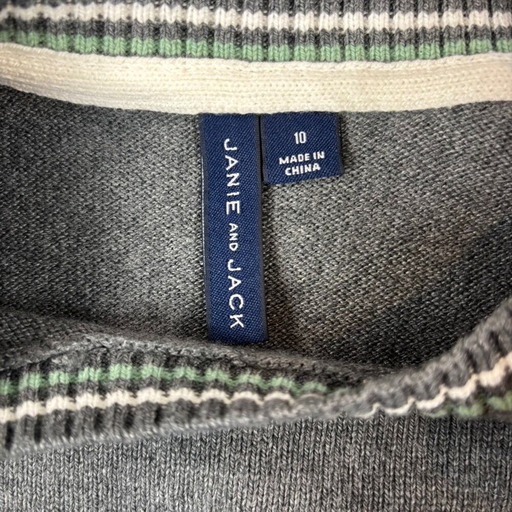 Janie and Jack Sweater Boys 10 Gray Dinosaur Stegosaurus Crewneck Knit Jurassic - Picture 6 of 11